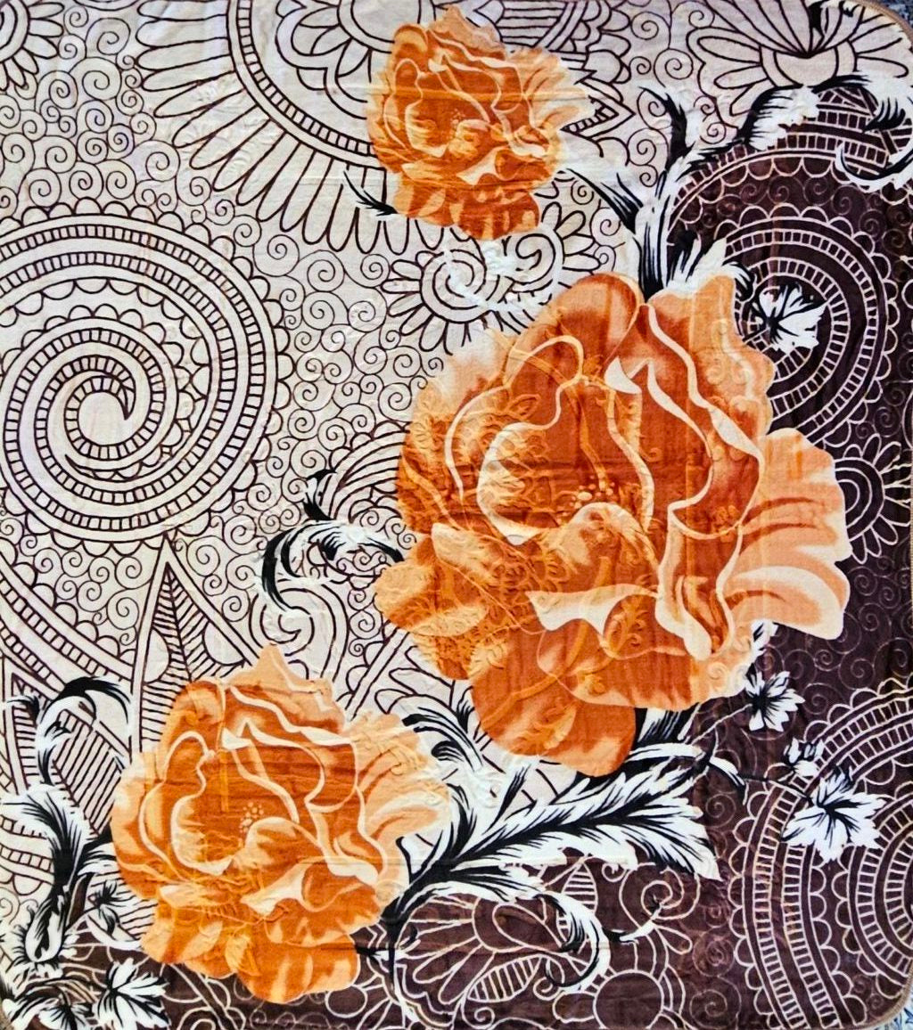 Brown and Orange Spirals - ‘Atis’ Mink Blanket  (Double)