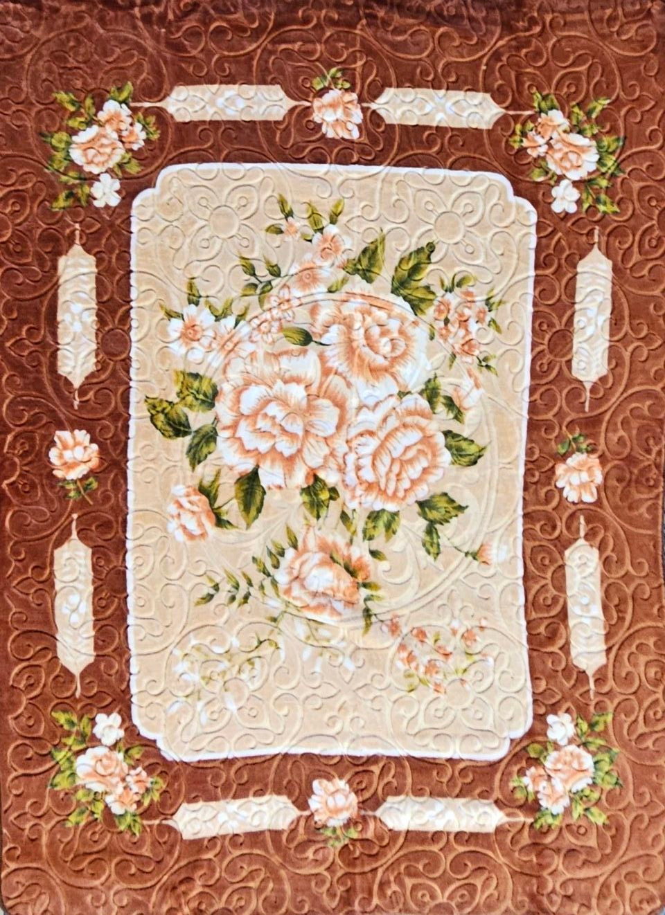 Apricot Bloom - Mink Embossed Blanket  (Single)