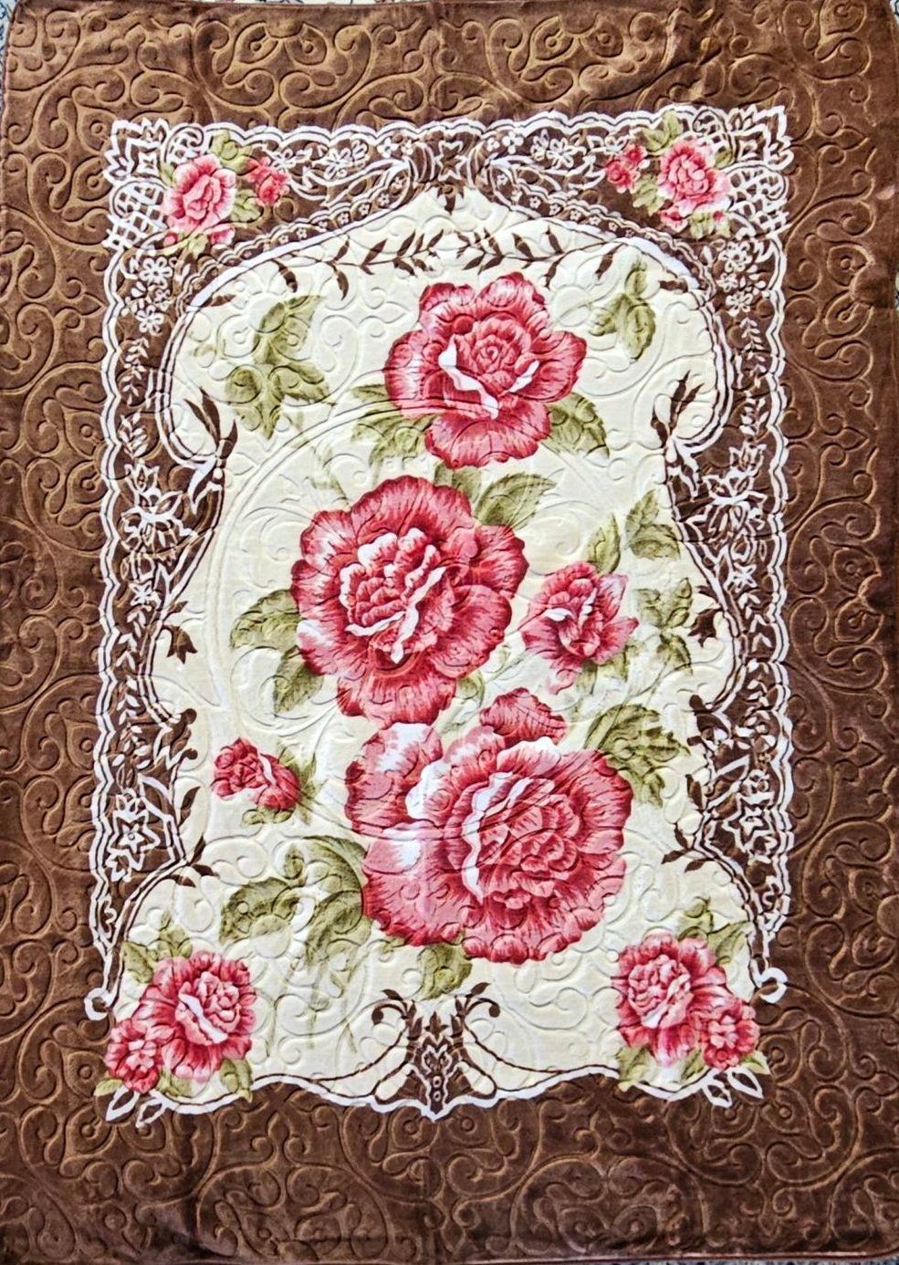 Chocolate Frieze - Mink Embossed Blanket  (Single)