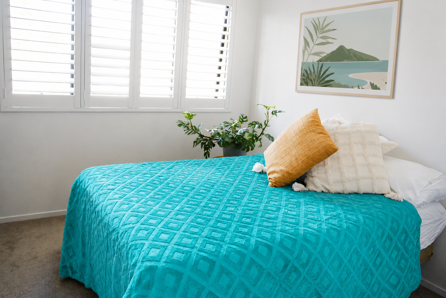 Turquoise Diamonds - ‘Parmida’ Mink Blanket  (Double)