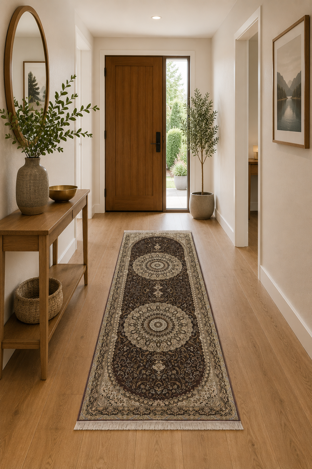 Hall Runner Jacquard Brown (Sml)
