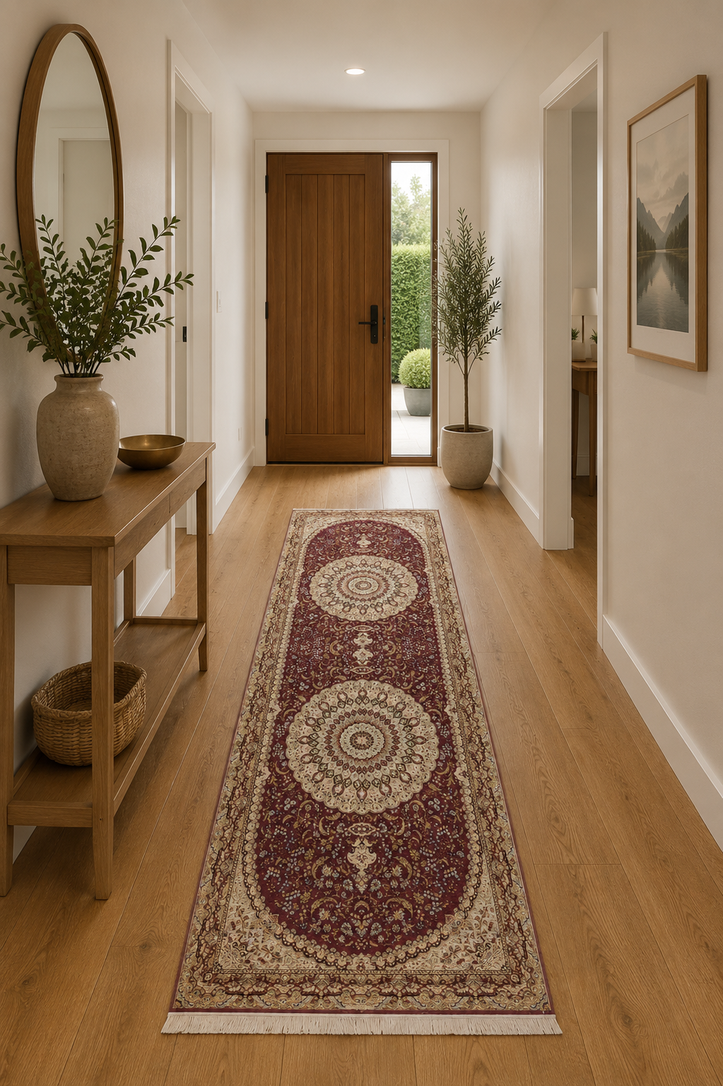 Hall Runner Jacquard Dark Pink (Sml)