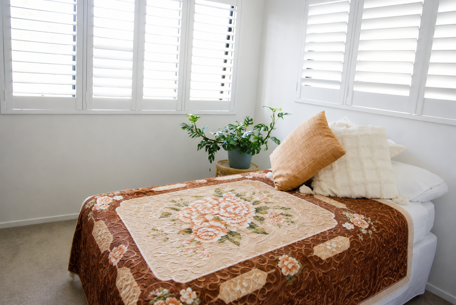 Apricot Bloom - Mink Embossed Blanket  (Single)