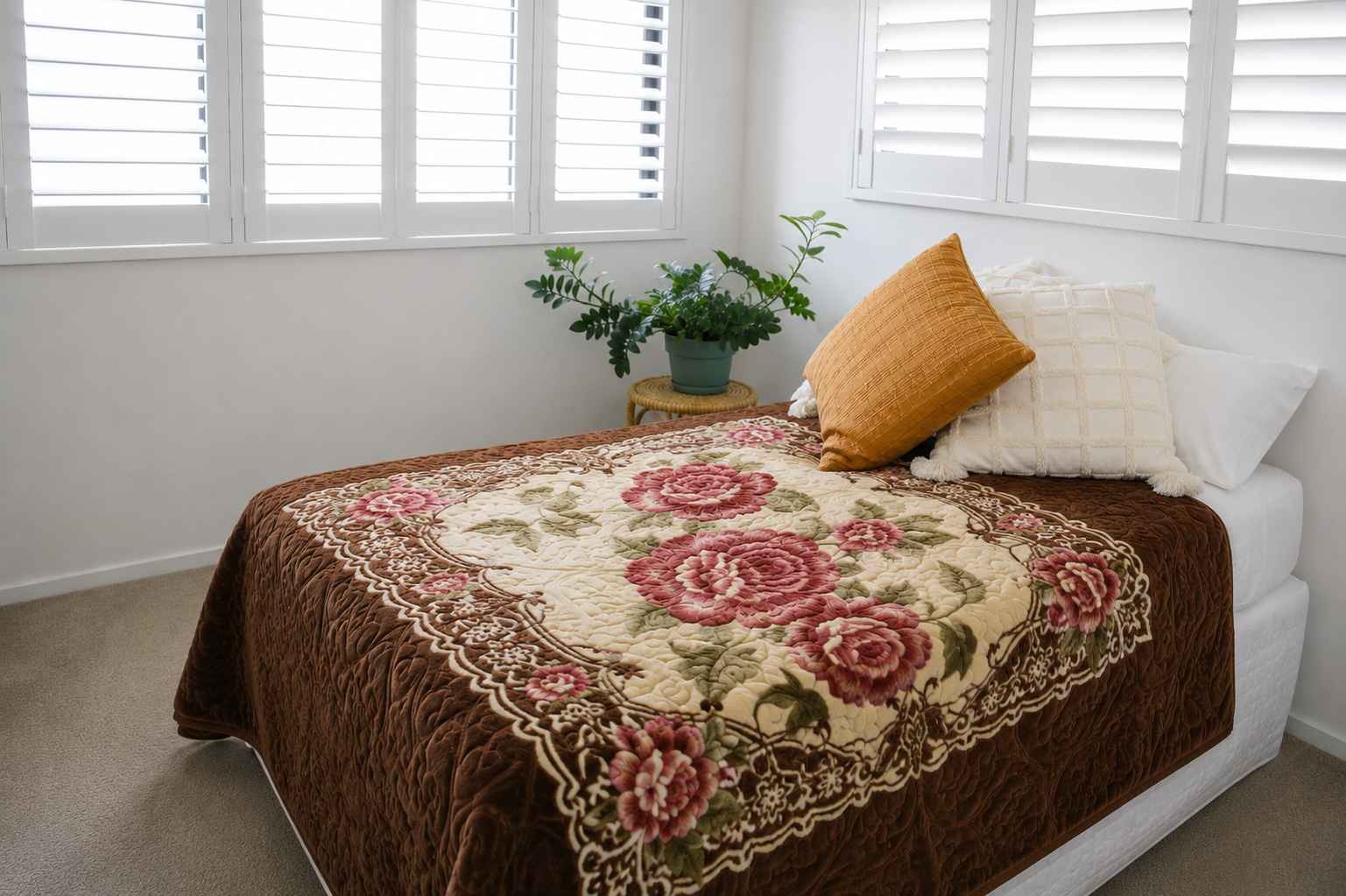 Chocolate Frieze - Mink Embossed Blanket  (Single)