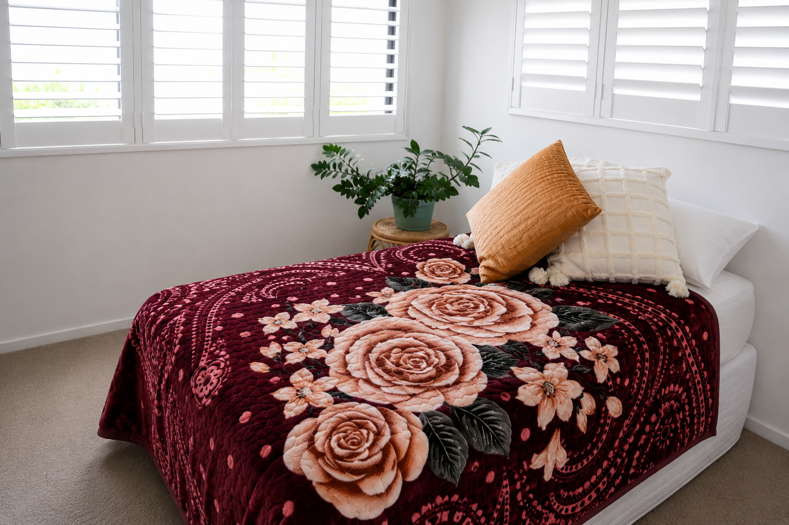 Maroon Rose - 'Ronja' Mink Blanket (Single)