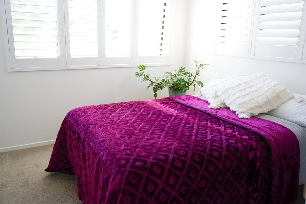 Purple Diamonds - ‘Parmida’ Mink Blanket  (Double)