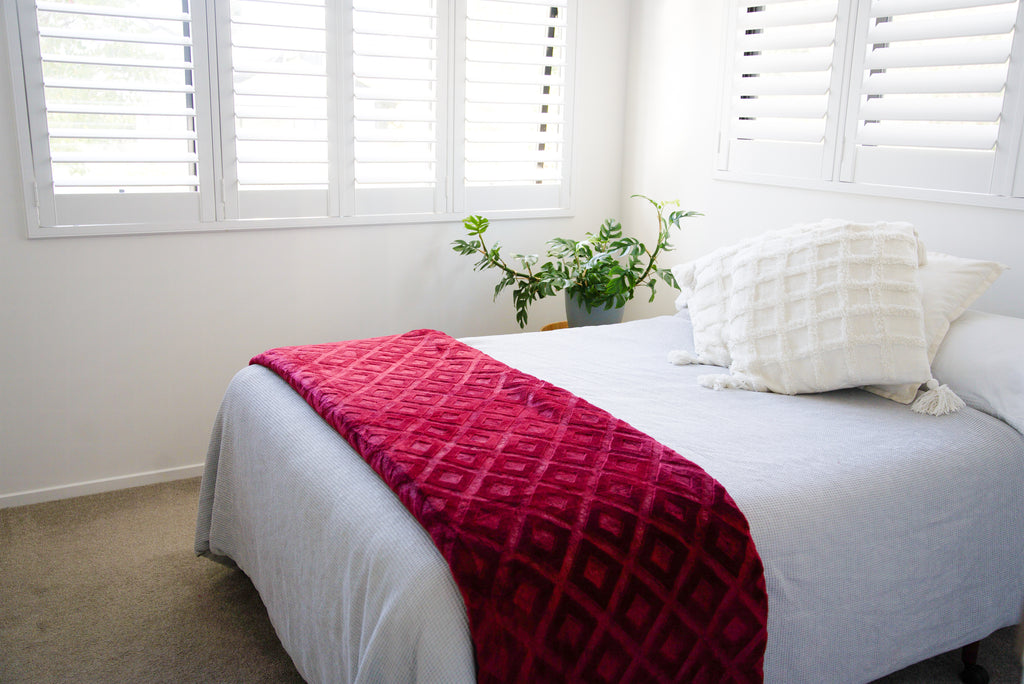 Red Diamonds - ‘Parmida’ Mink Blanket  (Double)