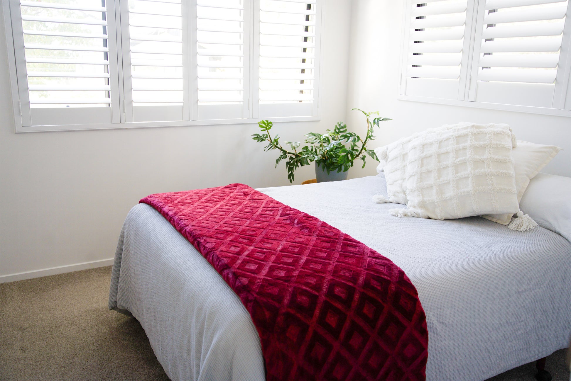 Red Diamonds - ‘Parmida’ Mink Blanket  (Double)