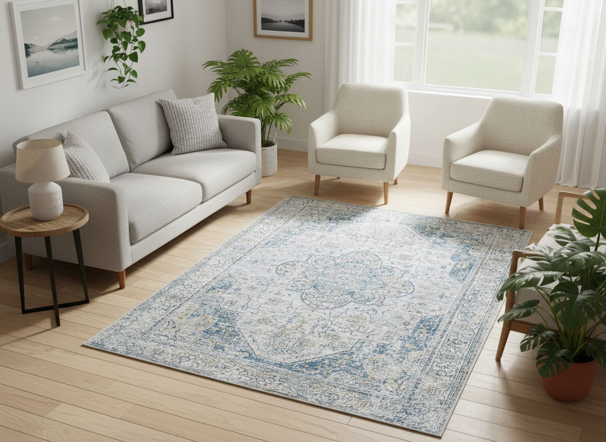 Faded Green Dahlia - Turkish Rug
