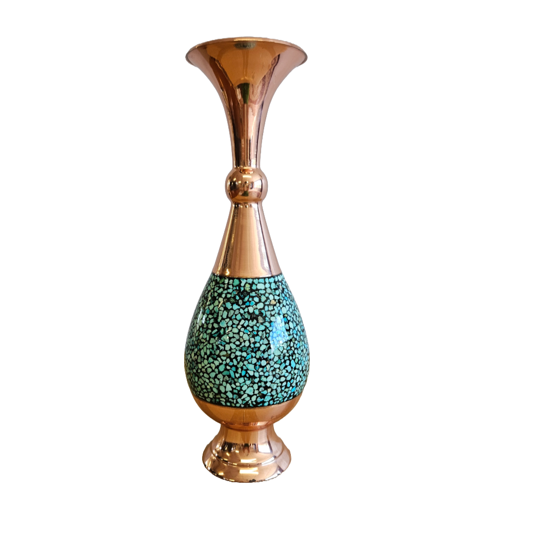 Aqua Droplets - Copper Vase With Round Rim