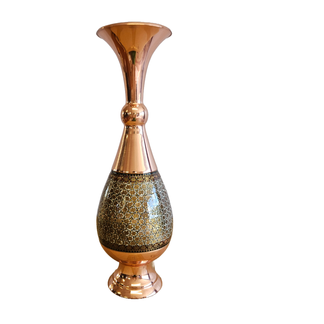 Tawny Mosaic - Copper Vase With Round Rim