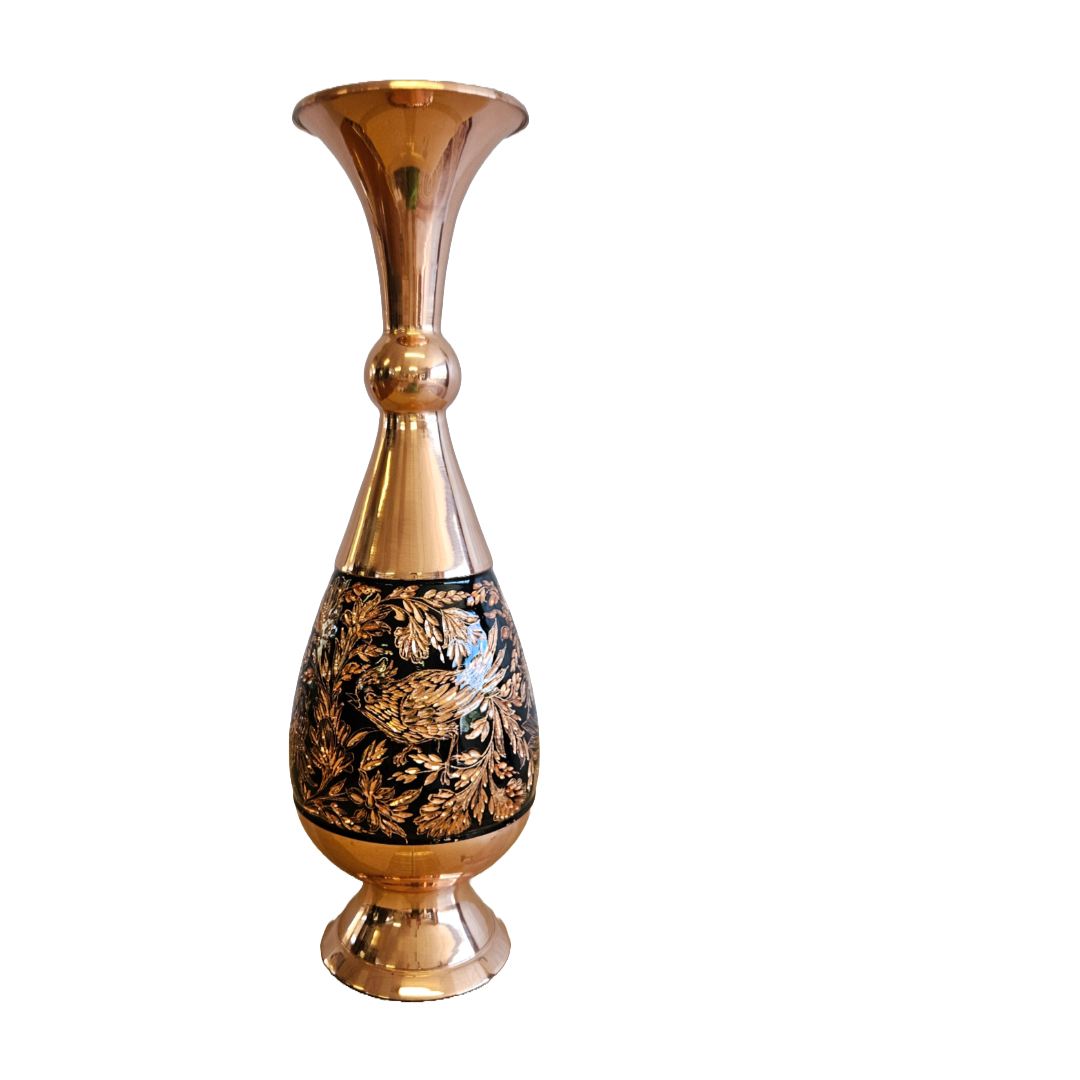 Black Etch - Copper Vase With Round Rim