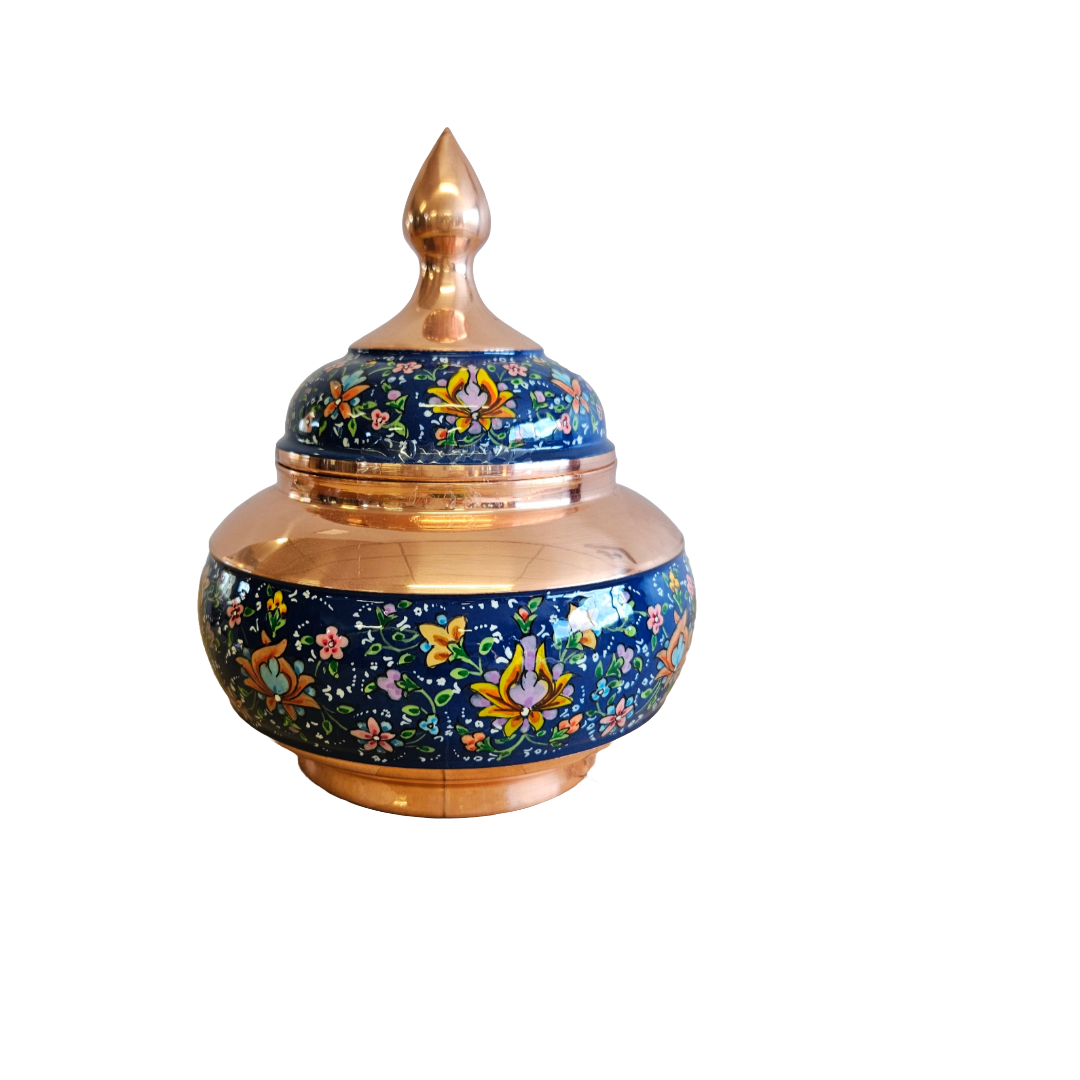 Blue Rose - Copper Teardrop Bowl with Lid